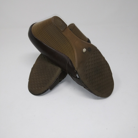 Lola Brown Peep Toe Wedges Sz 9M - Picture 6 of 10